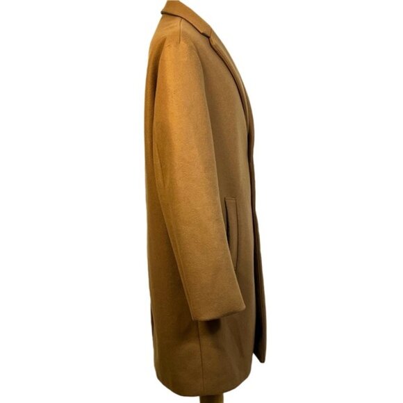 Zara Men’s 4 Way Stretch Camel Coat Sz XL Mid Length Classic Minimalist Refined - Picture 5 of 14